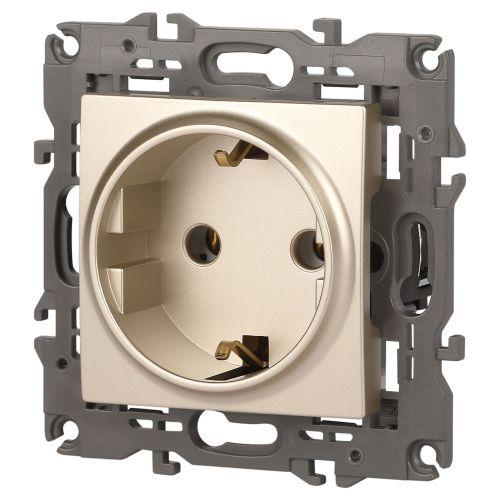 Розетка 1-м СП Эра Elegance 14-2101-04 16А IP20 16AX 250В 2P+E Schuko шампань Эра Б0034268