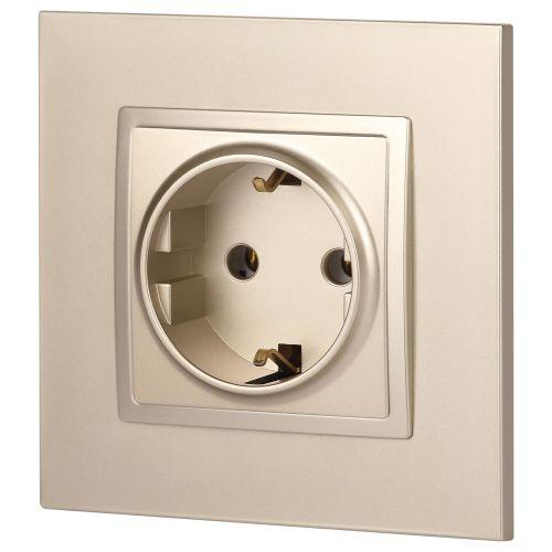 Розетка 1-м СП Эра Elegance 14-2101-04 16А IP20 16AX 250В 2P+E Schuko шампань Эра Б0034268