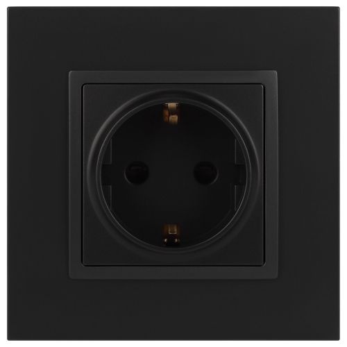 Розетка 1-м СП Эра Elegance 14-2101-05 16А IP20 16AX 250В 2P+E Schuko антрацит Эра Б0034269
