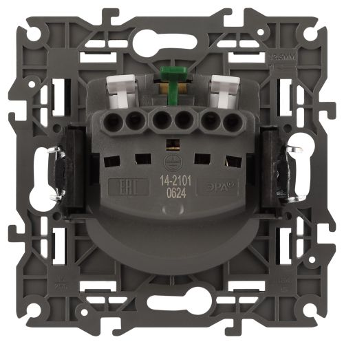 Розетка 1-м СП Эра Elegance 14-2101-05 16А IP20 16AX 250В 2P+E Schuko антрацит Эра Б0034269