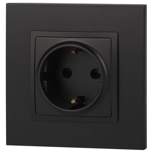 Розетка 1-м СП Эра Elegance 14-2101-05 16А IP20 16AX 250В 2P+E Schuko антрацит Эра Б0034269