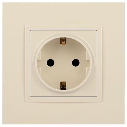 Розетка 1-м СП Эра Elegance 14-2102-02 16А IP20 16AX 250В 2P+E Schuko защ. шторки сл. кость Эра Б0034273