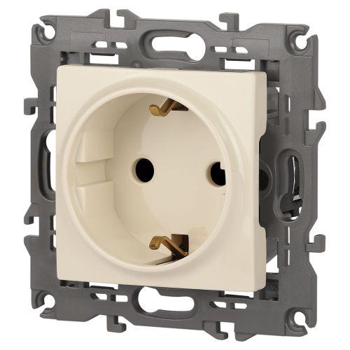 Розетка 1-м СП Эра Elegance 14-2102-02 16А IP20 16AX 250В 2P+E Schuko защ. шторки сл. кость Эра Б0034273