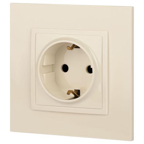 Розетка 1-м СП Эра Elegance 14-2102-02 16А IP20 16AX 250В 2P+E Schuko защ. шторки сл. кость Эра Б0034273