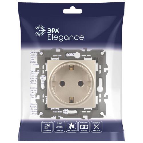 Розетка 1-м СП Эра Elegance 14-2102-04 16А IP20 16AX 250В 2P+E Schuko защ. шторки шампань Эра Б0034275