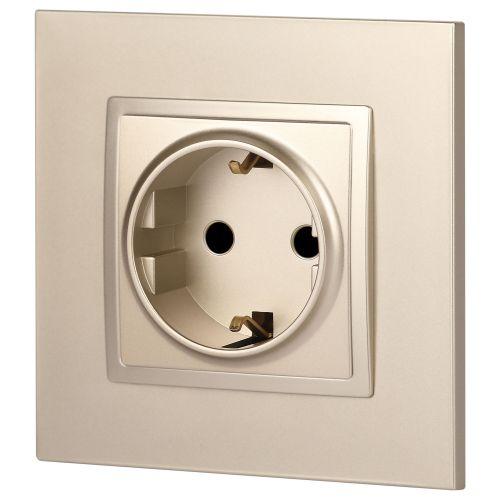 Розетка 1-м СП Эра Elegance 14-2102-04 16А IP20 16AX 250В 2P+E Schuko защ. шторки шампань Эра Б0034275