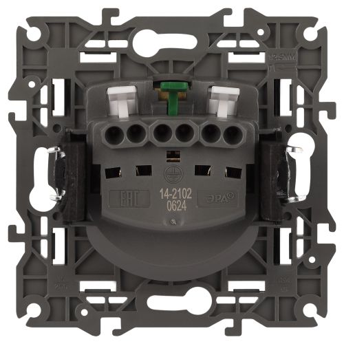 Розетка 1-м СП Эра Elegance 14-2102-05 16А IP20 16AX 250В 2P+E Schuko защ. шторки антрацит Эра Б0034276
