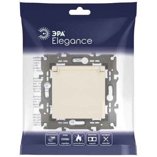 Розетка 1-м СП Эра Elegance 14-2103-02 16А IP20 16AX 250В 2P+E Schuko защ. шторки с крышкой сл. кость Эра Б0034279