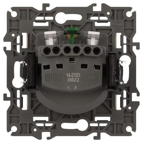 Розетка 1-м СП Эра Elegance 14-2103-02 16А IP20 16AX 250В 2P+E Schuko защ. шторки с крышкой сл. кость Эра Б0034279