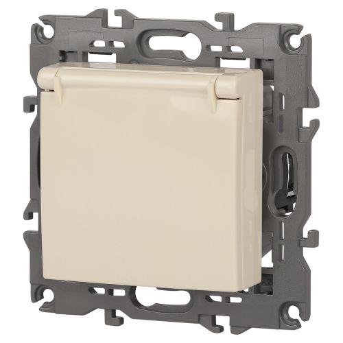 Розетка 1-м СП Эра Elegance 14-2103-02 16А IP20 16AX 250В 2P+E Schuko защ. шторки с крышкой сл. кость Эра Б0034279