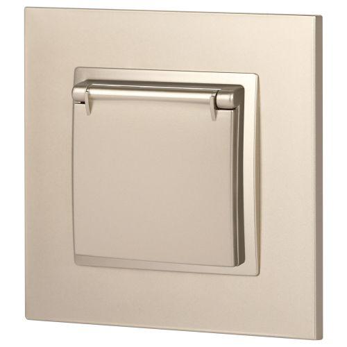 Розетка 1-м СП Эра Elegance 14-2103-04 16А IP20 16AX 250В 2P+E Schuko защ. шторки с крышкой шампань Эра Б0034281