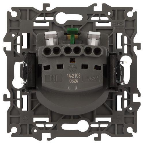 Розетка 1-м СП Эра Elegance 14-2103-05 16А IP20 16AX 250В 2P+E Schuko защ. шторки с крышкой антрацит Эра Б0034282