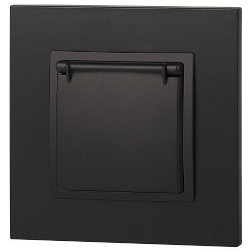 Розетка 1-м СП Эра Elegance 14-2103-05 16А IP20 16AX 250В 2P+E Schuko защ. шторки с крышкой антрацит Эра Б0034282