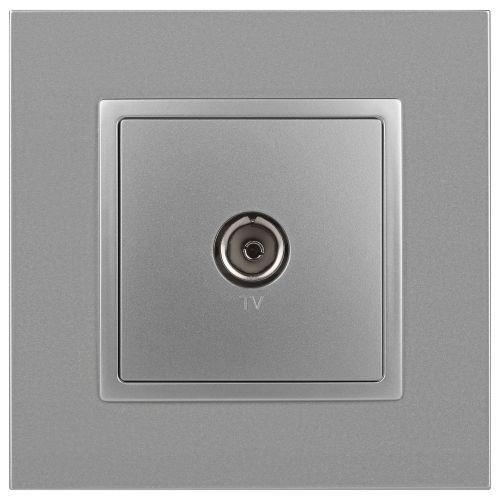 Розетка телевизионная одиночная TV 1мод. Elegance 14-3101-03 IP20 алюм. Эра Б0034292