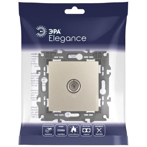 Розетка телевизионная одиночная TV 1мод. Elegance 14-3101-04 IP20 шампань Эра Б0034293