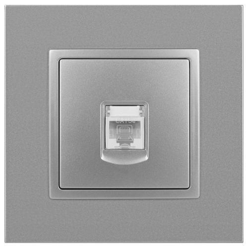 Розетка компьютерная 1-м Elegance 14-3107-03 RJ45 IP20 механизм алюм. Эра Б0034304