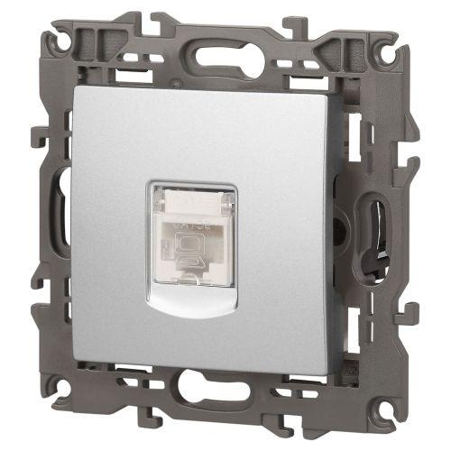 Розетка компьютерная 1-м Elegance 14-3107-03 RJ45 IP20 механизм алюм. Эра Б0034304