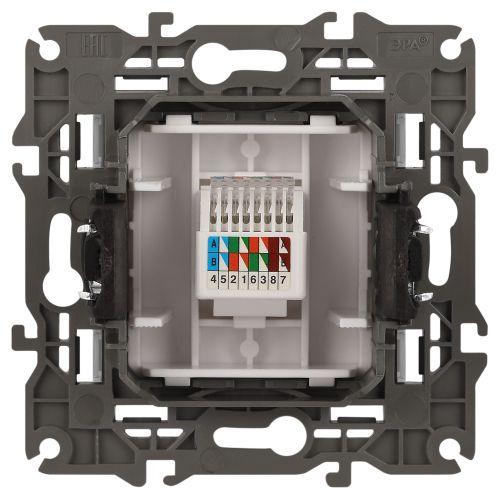 Розетка компьютерная 1-м Elegance 14-3107-03 RJ45 IP20 механизм алюм. Эра Б0034304