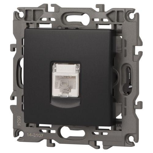 Розетка компьютерная 1-м Elegance 14-3107-05 RJ45 IP20 механизм антрацит Эра Б0034306