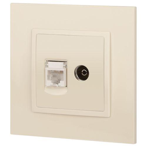 Розетка компьютерная + телевизионная 2-м Elegance 14-3110-02 RJ45 + TV IP20 механизм сл. кость Эра Б0034315