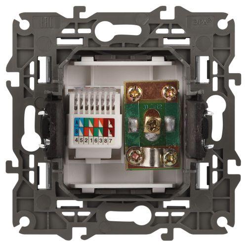 Розетка компьютерная + телевизионная 2-м Elegance 14-3110-03 RJ45 + TV IP20 механизм алюм. Эра Б0034316