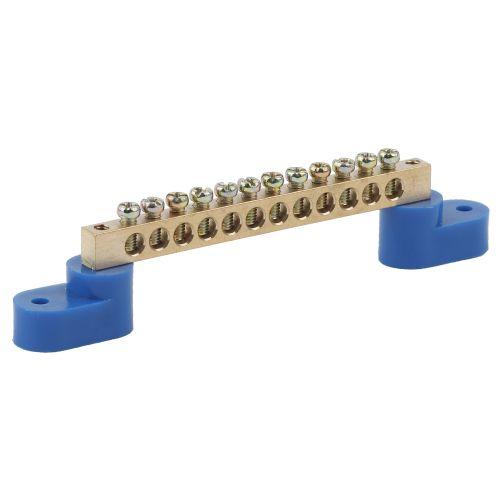 Шина N "ноль" на двух угловых изоляторах ШНИ-8х12-14-У2 NO-222-70 син. (уп.10шт) Эра Б0033449