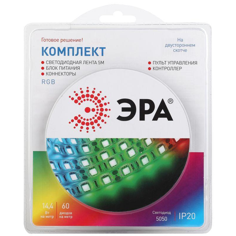 Лента светодиодная 5050kit-14.4-60-12-IP20-RGB (уп.5м) ЭРА Б0043067