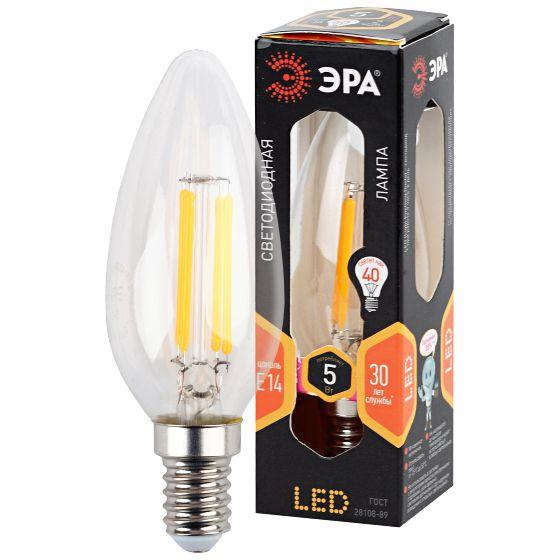 Лампа F-LED B35-5W-827-E14 ЭРА (Свеча филамент свеча 5Вт тепл. E14) Эра Б0043435