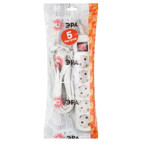 Удлинитель 5х5м с заземл. 10А IP20 UX-5es-5m ПВС 3х0.75 с выкл. Эра Б0035758