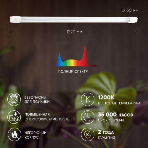 Лампа светодиодная FITO-18W-Ra90-Т8-G13-NL 18Вт T8 линейная 92LED 2835 IP20 35000ч для растений полноспектральная стекло Эра Б0042987