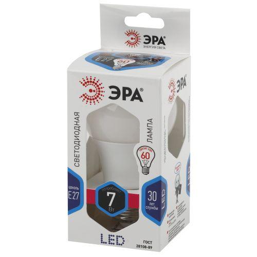 Лампа светодиодная A60-7w-840-E27 грушевидная 560лм ЭРА Б0029820