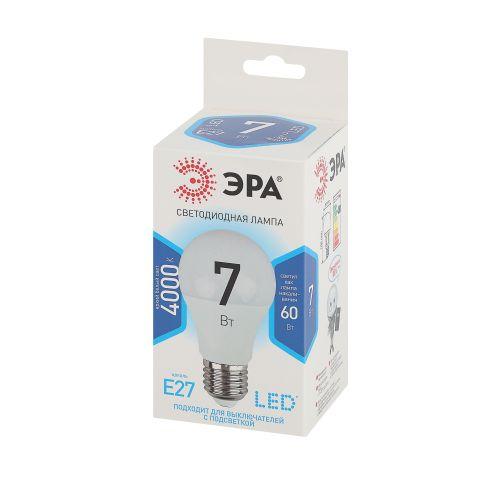 Лампа светодиодная A60-7w-840-E27 грушевидная 560лм ЭРА Б0029820