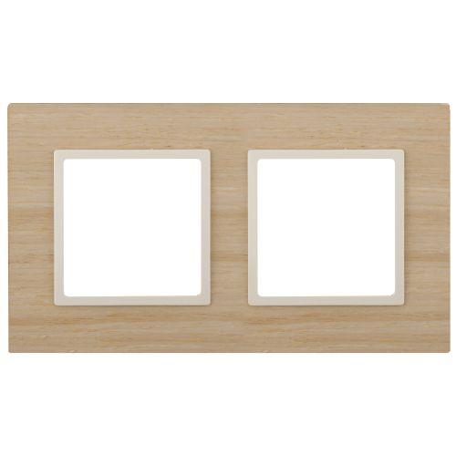 Рамка на 2 поста, дерево, Эра Elegance, клён+сл.кость, 14-5302-11 (Б0034576)