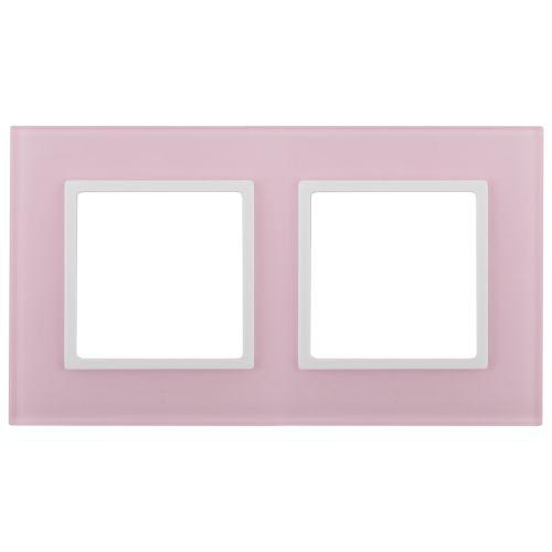 Рамка на 2 поста, стекло, Эра Elegance, розовый+бел, 14-5102-30 (Б0034502)