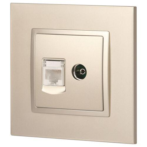 Розетка RJ45+TV, Эра Elegance, шампань, 14-3110-04 (Б0034317)