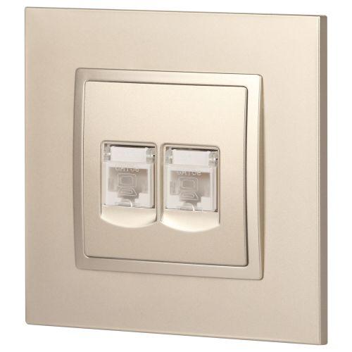 Розетка 2хRJ45, Эра Elegance, шампань, 14-3108-04 (Б0034311)