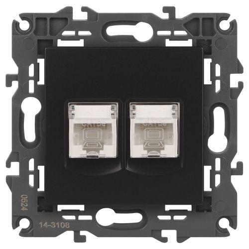 Розетка 2хRJ45, Эра Elegance, антрацит, 14-3108-05 (Б0034312)