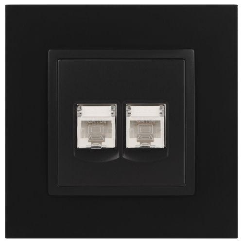 Розетка 2хRJ45, Эра Elegance, антрацит, 14-3108-05 (Б0034312)