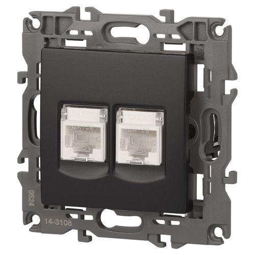 Розетка 2хRJ45, Эра Elegance, антрацит, 14-3108-05 (Б0034312)