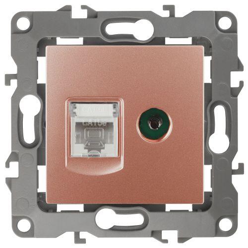 Розетка комбинированная RJ45+TV, Эра12, медь, 12-3110-14 (Б0027449)