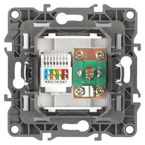 Розетка комбинированная RJ45+TV, Эра12, графит, 12-3110-12 (Б0027447)