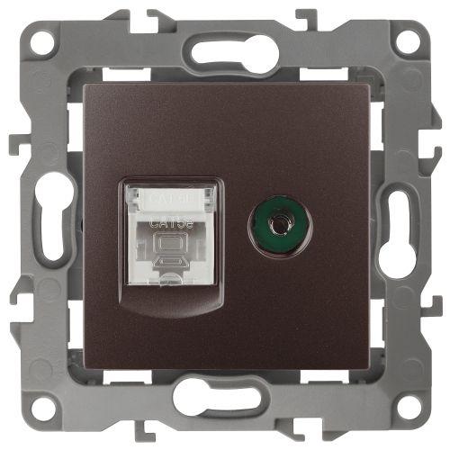 Розетка комбинированная RJ45+TV, Эра12, бронза, 12-3110-13 (Б0027448)