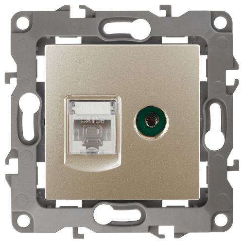 Розетка комбинированная RJ45+TV, Эра12, шампань, 12-3110-04 (Б0027444)