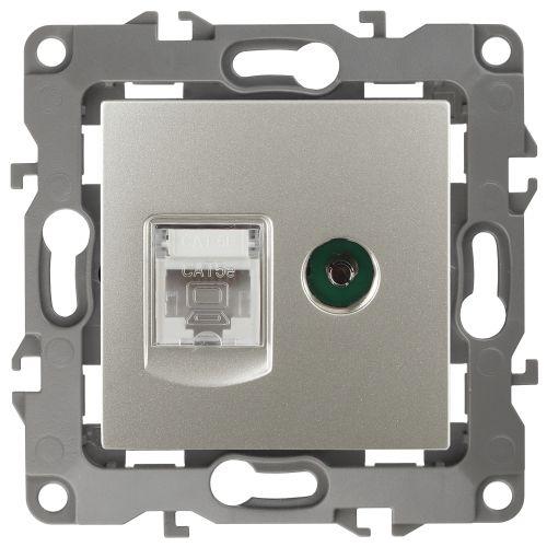 Розетка комбинированная RJ45+TV, Эра12, перламутр, 12-3110-15 (Б0027450)