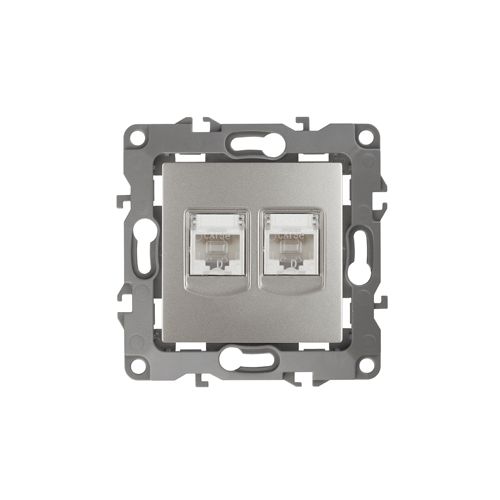 Розетка информационная двойная 2XRJ45, Эра12, перламутр, 12-3108-15 (Б0019357)