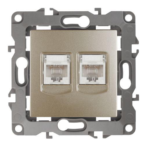 Розетка информационная двойная 2XRJ45, Эра12, шампань, 12-3108-04 (Б0014732)