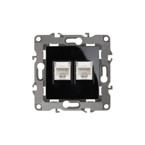 Розетка информационная двойная 2XRJ45, Эра12, чёрный, 12-3108-06
