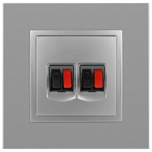 Розетка аудио двойная, Эра Elegance, алюминий, 14-3112-03