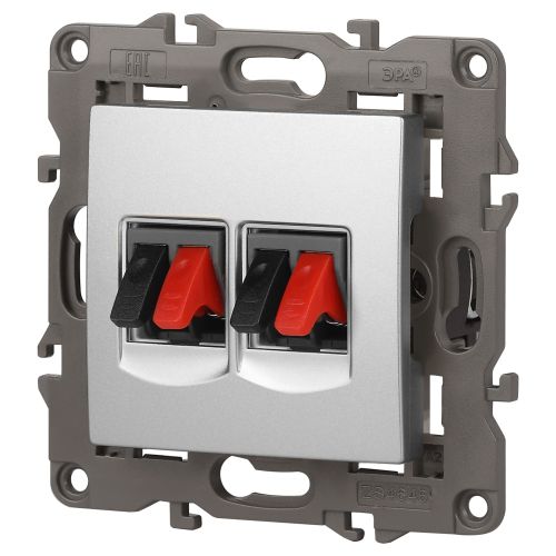 Розетка аудио двойная, Эра Elegance, алюминий, 14-3112-03