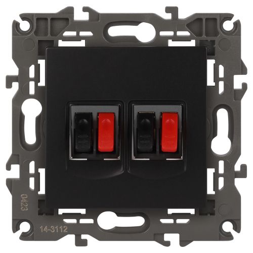 Розетка аудио двойная, Эра Elegance, антрацит, 14-3112-05